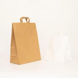 Customized Machine Made Paper Bags Brown kraft flat handles bag