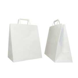 WEIßE KRAFTBOX TASCHE MIT FLACHEN GRIFFEN