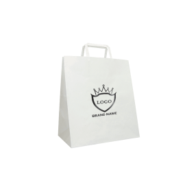 BOLSA DE CAJA DE KRAFT BLANCA CON ASAS PLANAS
