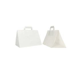 WEIßE KRAFTBOX TASCHE MIT FLACHEN GRIFFEN