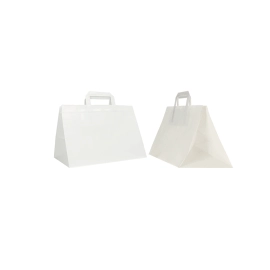 WHITE KRAFT BOX BAG WITH FLAT HANDLES