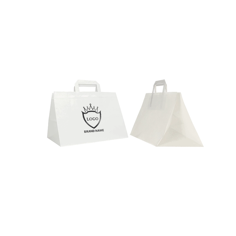 BORSA BOX IN CARTA KRAFT BIANCA CON MANICI PIATTI - Box - Centuryprint