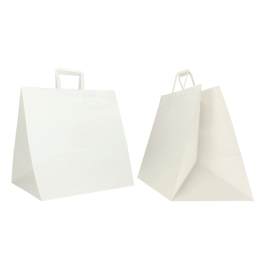 BOLSA DE CAJA DE KRAFT BLANCA CON ASAS PLANAS