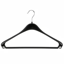 Cintre triangulaire pour chemises | Barre antidérapante | Crochet pivotant chromé | Noir