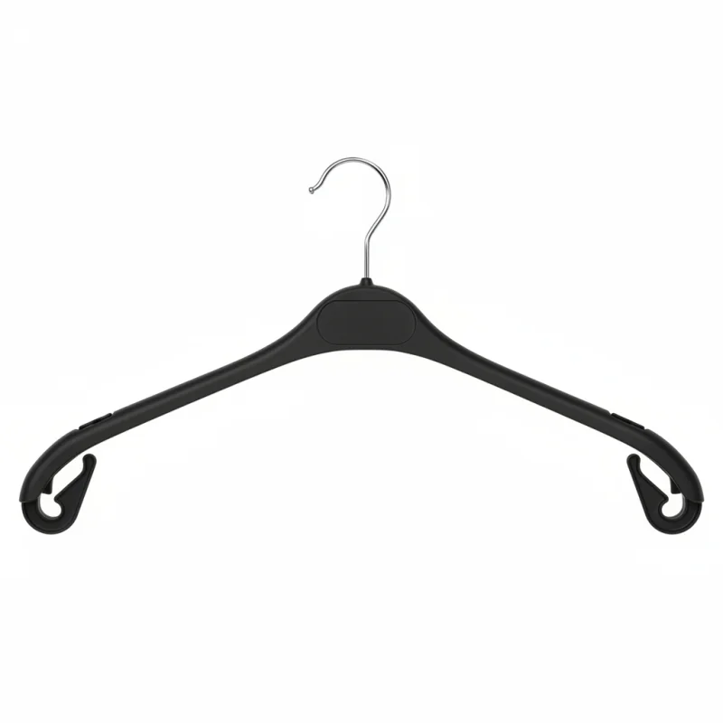 Appendiabiti in plastica di alta qualità | Gancio girevole cromato | Tacche sagomate antiscivolo | Nero | Misure da 26 a 47 cm - gruccia - Centuryprint